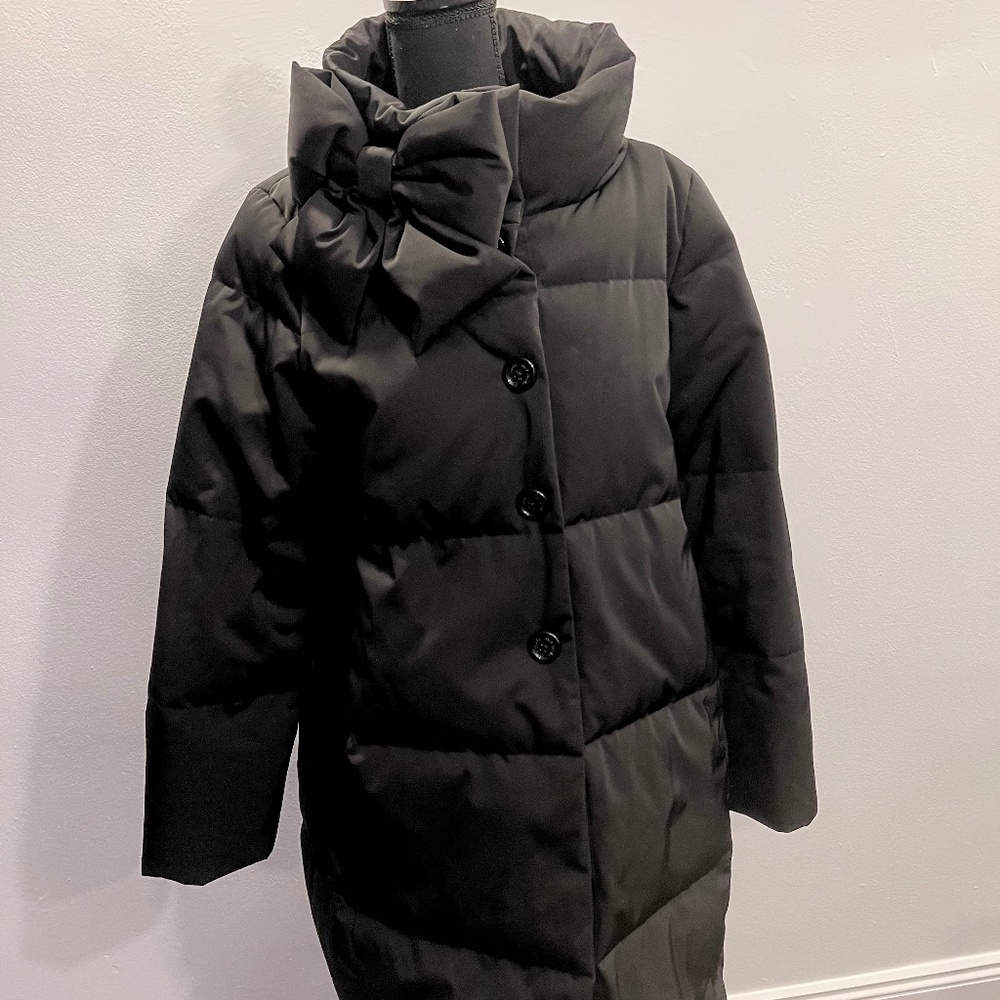 Kate Spade 3/4 Black Puffer Jacket with Bow on the collar size XL